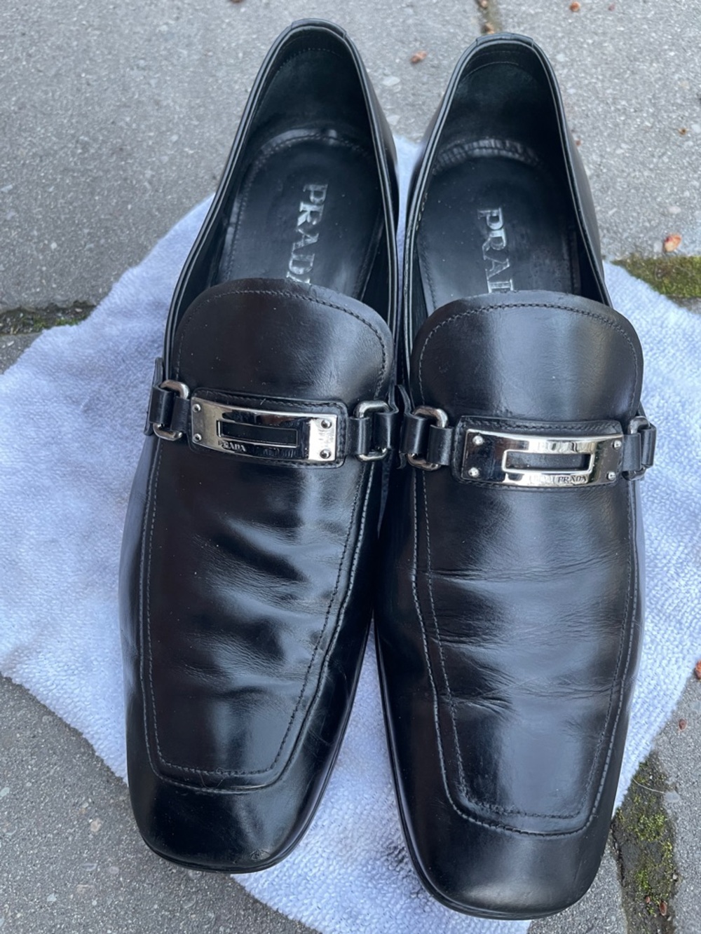 Prada Black Leather Buckle Slip-On Loafers - Picture 5 of 16